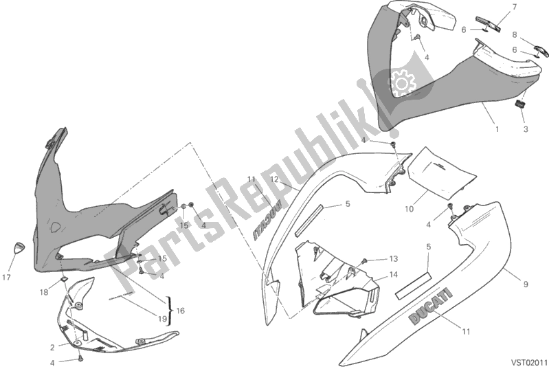 Toutes les pièces pour le Capot du Ducati Multistrada 1260 S Grand Tour 2020